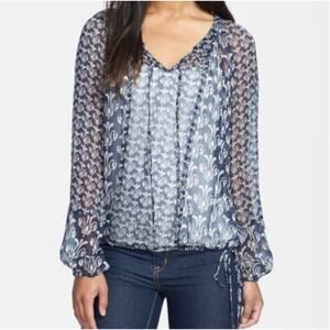 Lucky Brand Plus Size 1X Sheer Floral Peasant Boho Gypsy Blouse Top John Robshaw